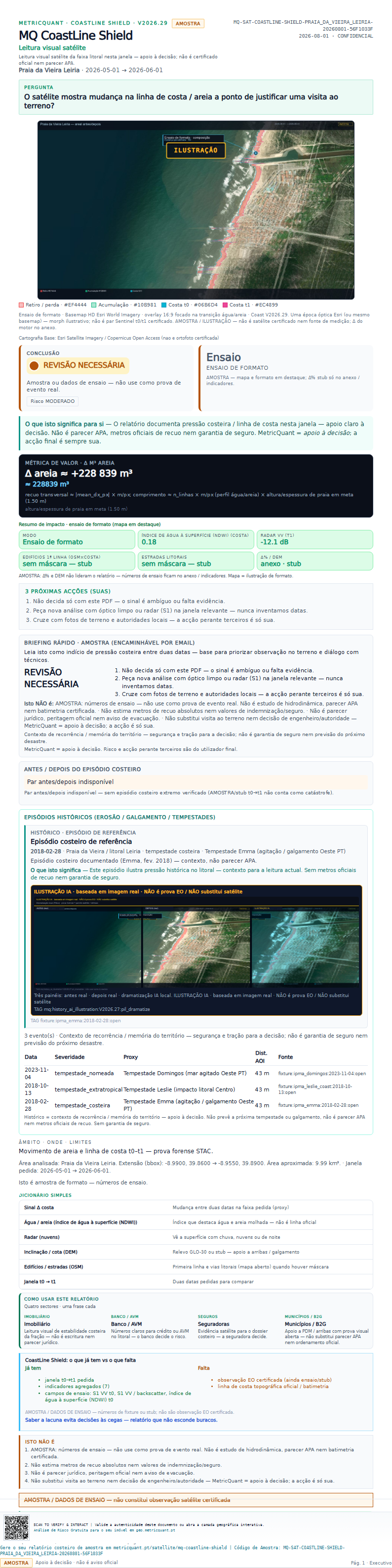 Capa do relatório de costa